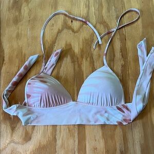 Aerie Striped Pink Tie-Back Bikini Top Sz S